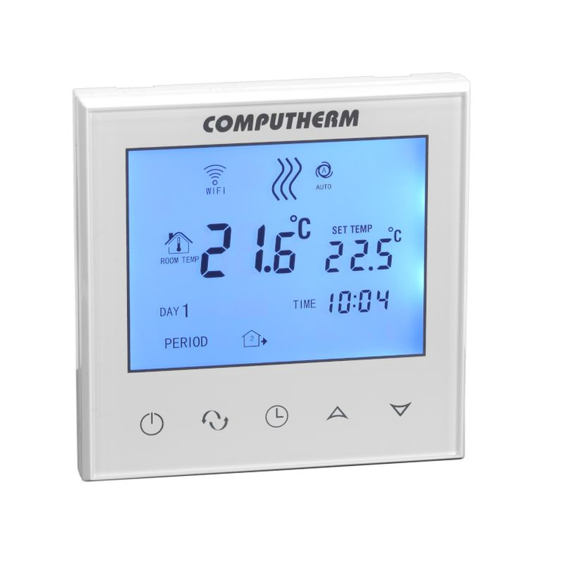 Termostat de cameră Wi-fi, pentru sisteme de încălzire în pardoseală și radiatoare, alb, E280