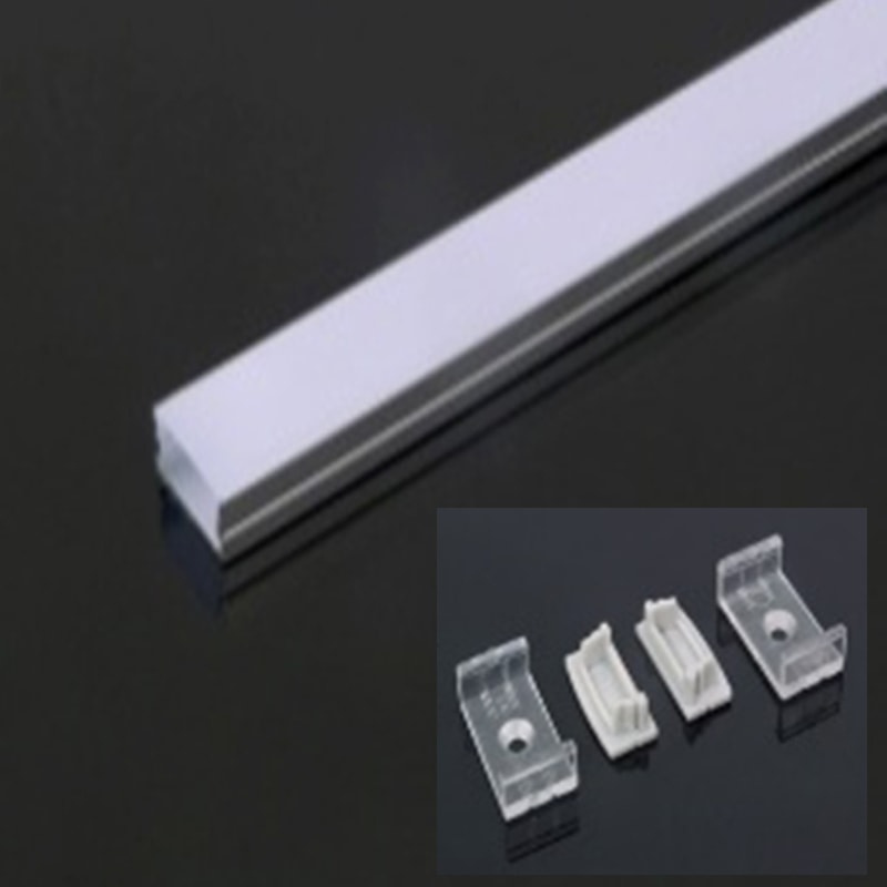 Set profil șină aluminiu pentru bandă LED 20mm, aparent, deLux