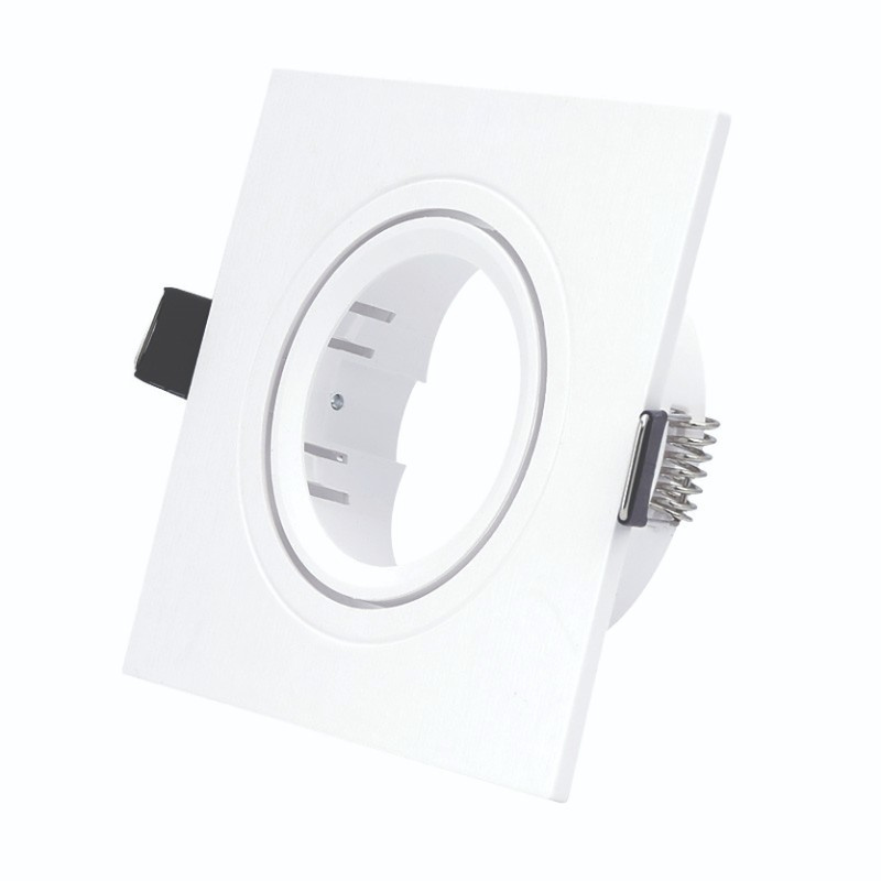 Spot plastic mobil incastrat patrat alb pentru LED - fara sursa si dulie, deLux