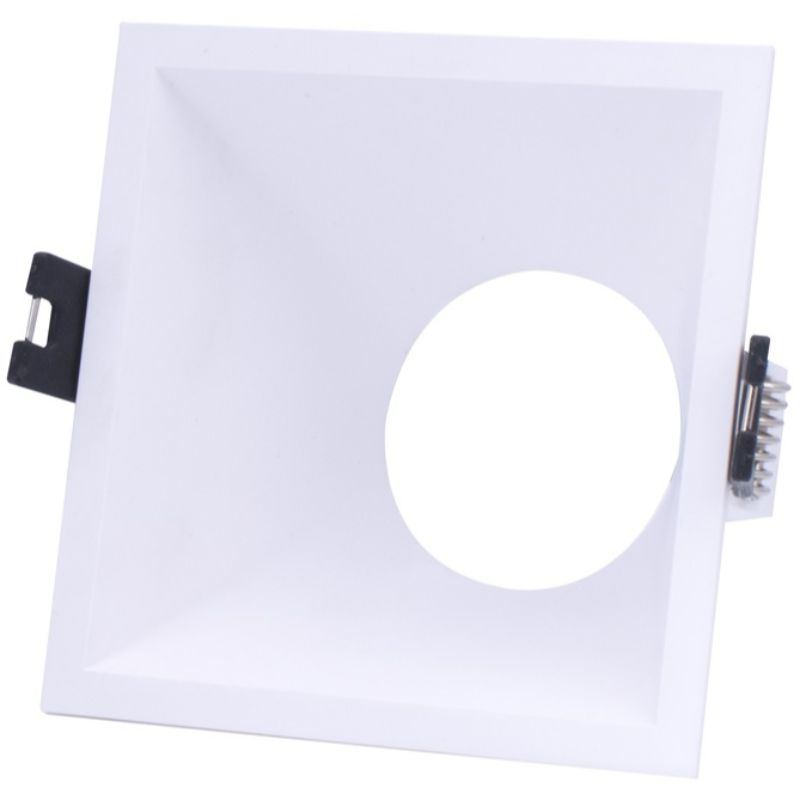 Spot plastic fix incastrat patrat alb pentru LED - fara sursa si dulie, deLux
