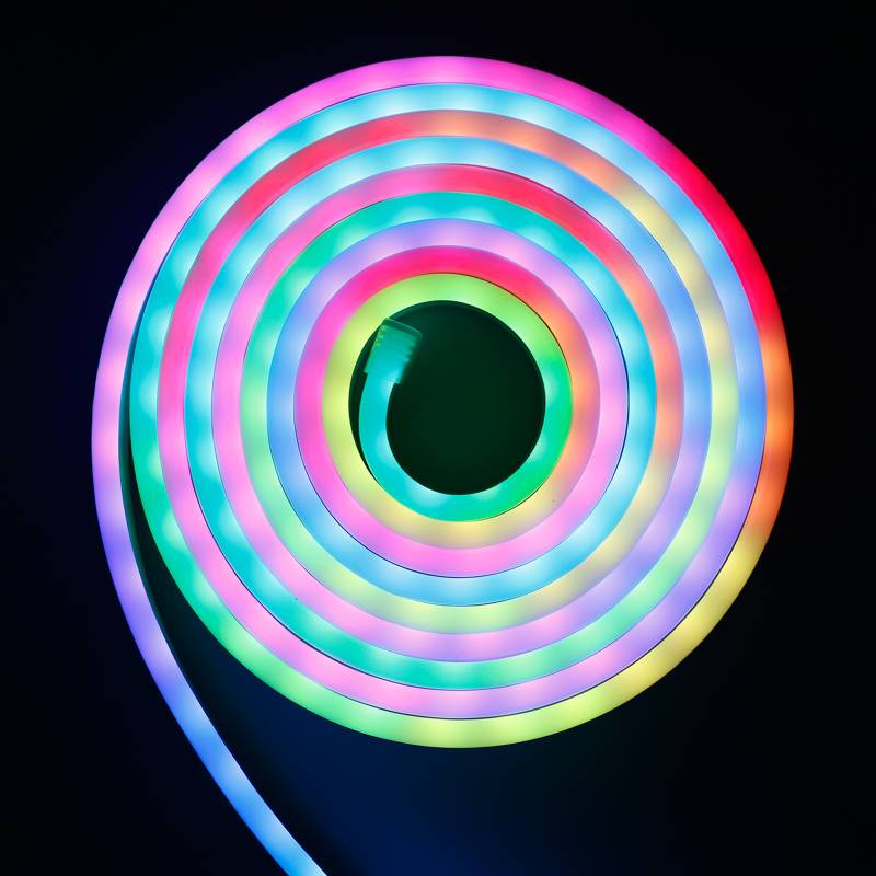 Bandă LED neon flex set RGB cu telecomandă și unitate de alimentare 5m, IP65, 12V DC, 4,8W/m, deLux