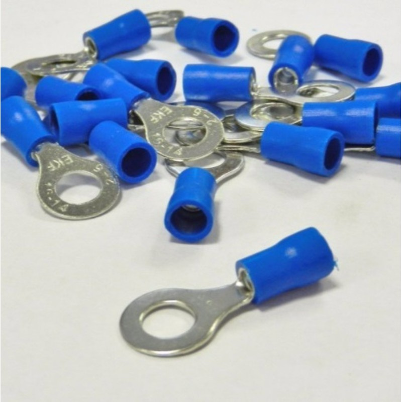 Papuci inelari izolați 4mm albastru, pentru cablu d=2,5mm2, STILO